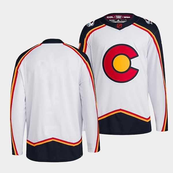 Men%27s Colorado Avalanche Blank White 2022-23 Reverse Retro Stitched Jersey